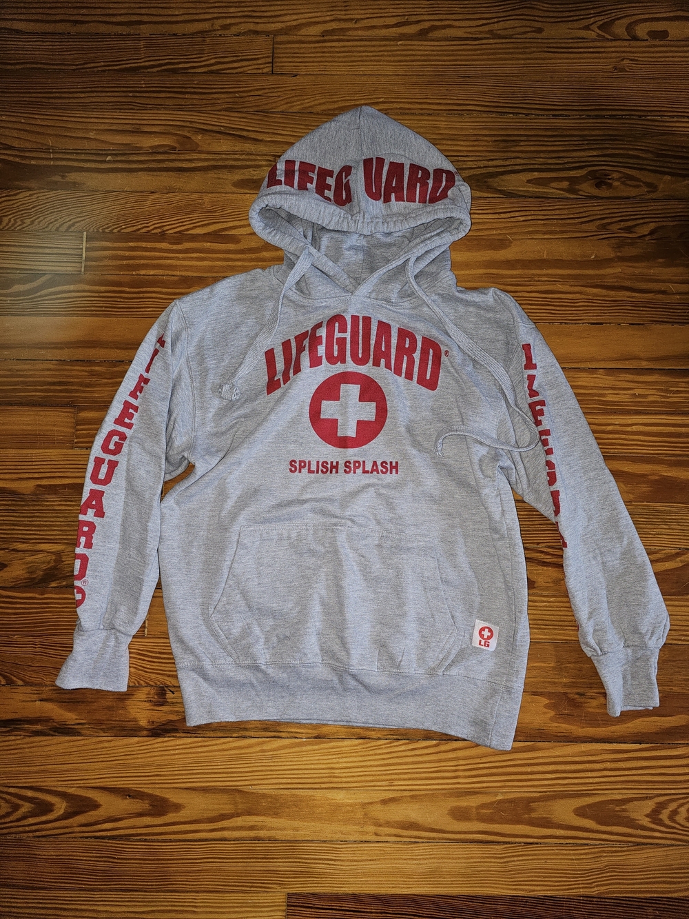 Lifeguard Splish Splash Gray Graphic Pullover Hoodie Size Small